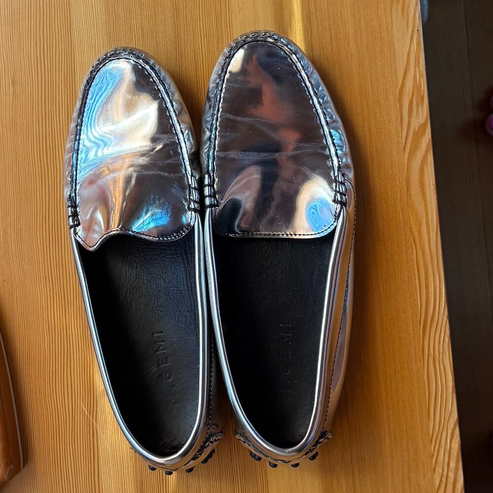 M. Gemi Italian Leather shiny silver shoes